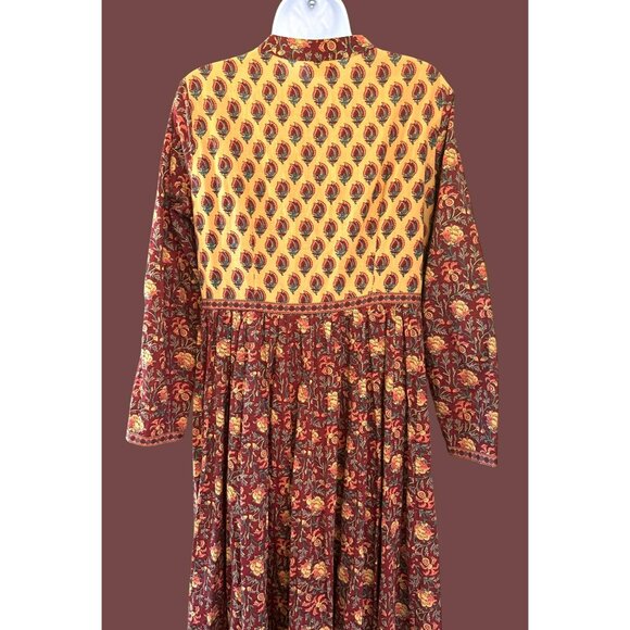 Indian Summer 21 by Gulab Chand Brown Yellow Festival Maxi Dress Large - Picture 6 of 7